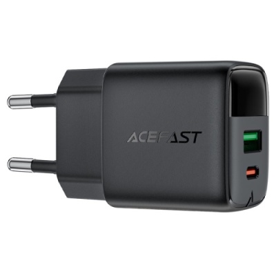 мережевий зарядний пристрій acefast a114 pd25w+qc 3.0 (1type-c/1usb/3a) (чорний) 