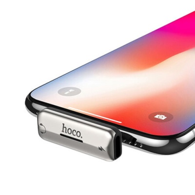 перехідник hoco ls27 apple lightning - (lightning audio+lightning charge) (сталевий) 