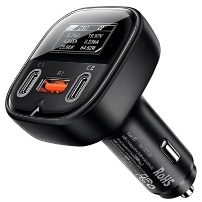 Автомобільний Зарядний Пристрій Acefast B5 PD + QC 4.0 (2 Type-C/1 USB/3A/101W) (чорний)