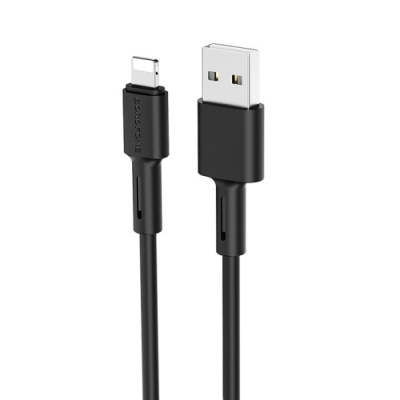 кабель borofone bx31 silicone usb - lightning 2.4a/1m (чорний) 