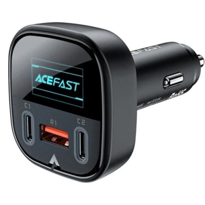 Автомобільний Зарядний Пристрій Acefast B5 PD + QC 4.0 (2 Type-C/1 USB/3A/101W) (чорний)