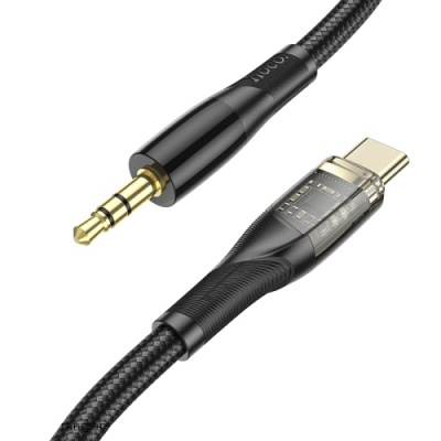 кабель aux hoco upa25 type-c - jack 3.5 plug (1m) (чорний) 