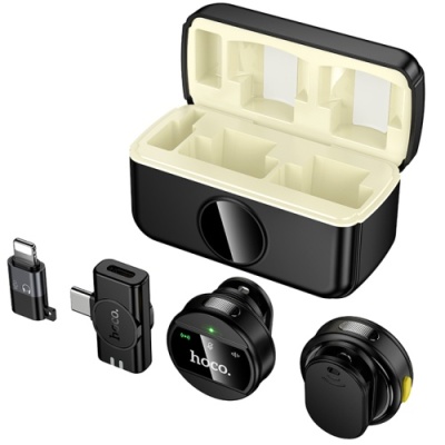 мікрофон петличний бездротовий hoco l22 lightning type-c (чорний) 