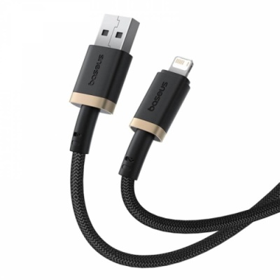кабель baseus dura series fast charging usb - lightning 2.4a/1m (p10377801u01-00) (black/gold) 