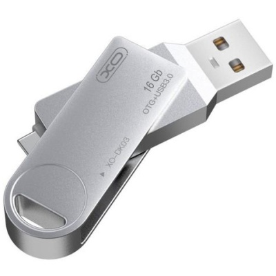 usb флеш-накопичувач xo dk03 usb3.0 + type-c 16gb (сталевий) 