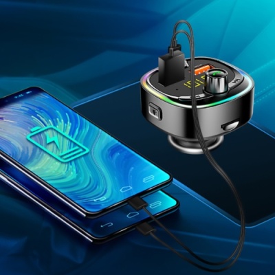 FM Модулятор SkyDolphin SZ21 Aluminium/Bluetooth/TF Card/LED/2USB/3.1A/18W (Чорний)