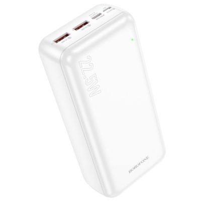 додаткова батарея power bank borofone bj38b power pd20w+qc3.0 22.5w 30000 mah (білий) 
