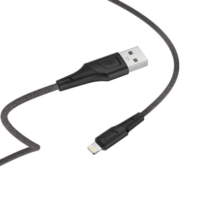 кабель hoco x58 airy silicone usb - lightning 2.4a/1m (чорний) 