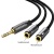 кабель aux earldom et-aux202 3.5mm(male) to 2x3.5mm(female) (audoi/mic) 0.2mm black 