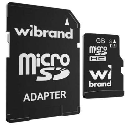 карта пам'яті wibrand microsdxc 128gb uhs-1 10 class + adapter (чорний) 