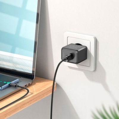 мережевий зарядний пристрій hoco cs11a 1usb/2.1a + (usb - type-c) (чорний) 