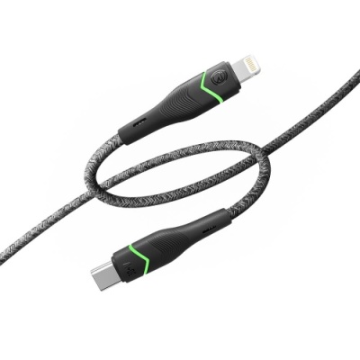 кабель ridea rc-rl15 rgb light type-c - lightning 30w 1.2m (чорний) 