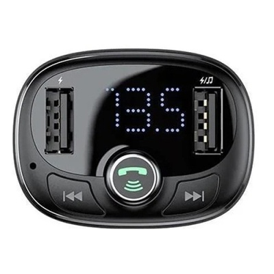 FM Модулятор Baseus (CCMT000301) S-09 Overseas 3.4A/2 USB (Чорний)