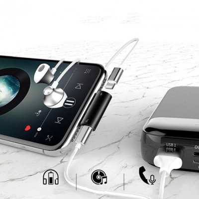 перехідник baseus l46 lightning - (lightning audio+lightning charge) (cal46-01) (black) 
