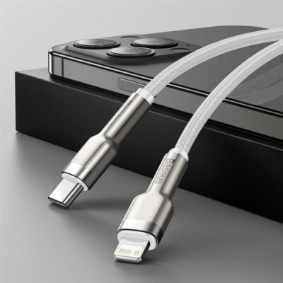 кабель baseus cafule metal (pd) type-c - lightning 20w/1m (catljk-a02) (white) 