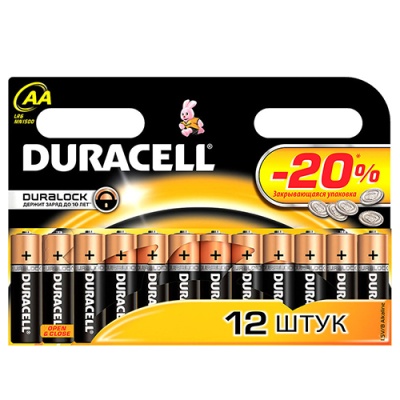 батарейка duracell lr6 bl aa (12шт) 