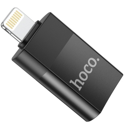 перехідник hoco ua17 usb female to lightning male usb2.0 otg adapter black 