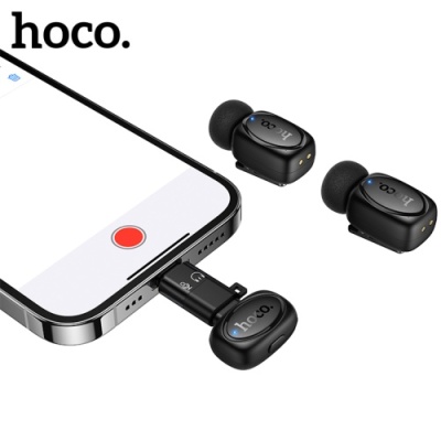 мікрофон петличний бездротовий hoco l19 lightning type-c (чорний) 
