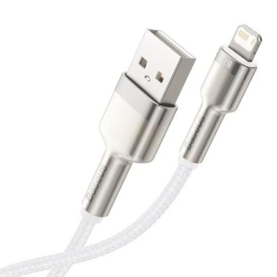 кабель baseus cafule metal usb - lightning 2.4a/2m (caljk-b02) (white) 
