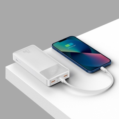 додаткова батарея power bank baseus bipow digital display 20w 20000mah white (ppbd050302) 