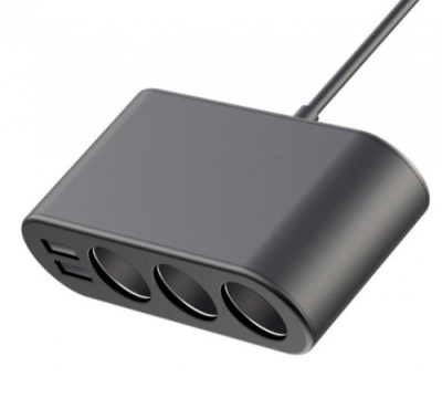 Розгалужувач прикурювача XO CC40 6A 60W (3 порта + 2USB) (Чорний)