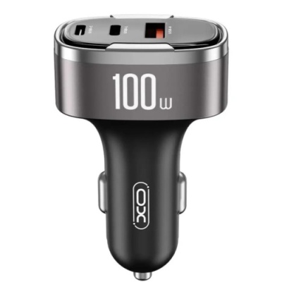 Автомобільний Зарядний Пристрій XO CC61 100W 1USB/30W/QC4.0 + 1Type-C/45W/PD + 1Lightning/25W (Чорний)