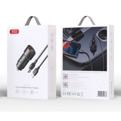 Автомобільний Зарядний Пристрій XO CC54 1USB/18W/QC3.0 + (USB - Lightning) (Чорний)