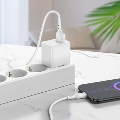 мережевий зарядний пристрій borofone bas11a 1usb/10.5w + (usb - microusb) (білий) 