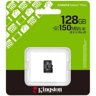 карта пам'яті microsdxc (uhs-1) kingston canvas select plus gen3 128gb class 10 а1 (r-150mb/s) 