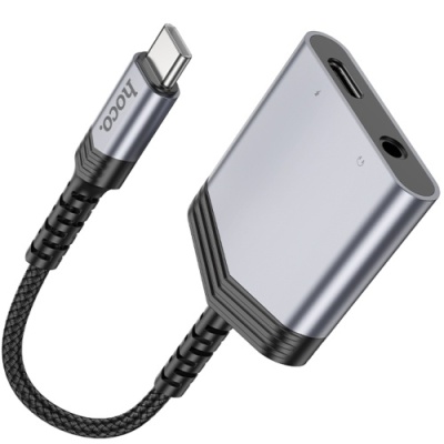 перехідник hoco ls39 type-c - type-c power + jack 3.5 (чорний) 