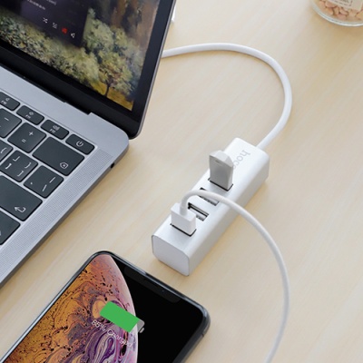 usb hub type-c hoco hb1 4usb (сталевий) 