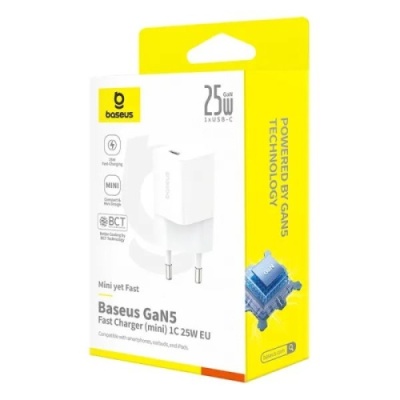 мережевий зарядний пристрій baseus gan5 mini (p10110909213-00) 1type-c/25w/pd (білий) 