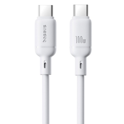 кабель baseus silky series fast charging type-c - type-c 100w/2m (p10377704213-01) (white) 