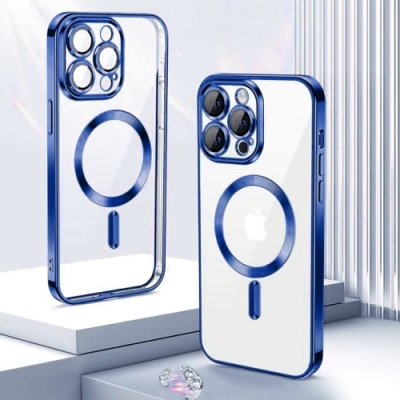 Купить чохол tpu metallic full camera with magsafe для apple iphone 15 pro (blue) онлайн