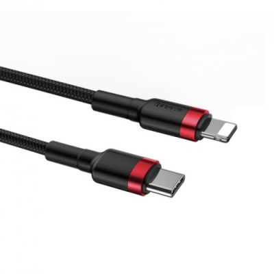 кабель baseus cafule (pd) type-c - lightning 20w/1m (catlklf-91) (red-black) 