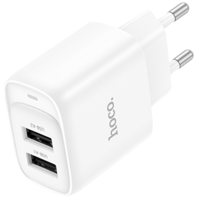 мережевий зарядний пристрій hoco c141a 2usb/2.1a (білий) 