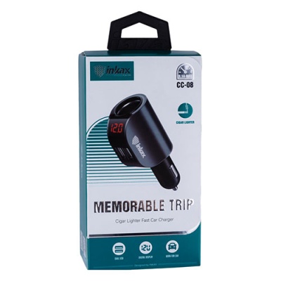 Автомобільний Зарядний Пристрій Inkax CC-08 Led 2USB/3.1A (Чорний)