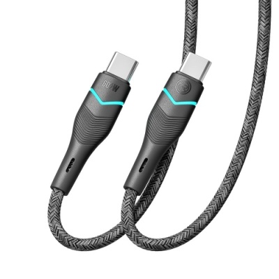кабель ridea rc-rl15 rgb light type-c - type-c 60w 1.2m (чорний) 