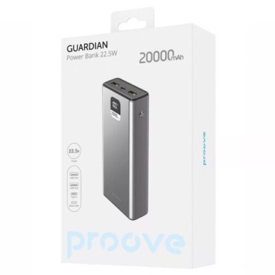 додаткова батарея power bank proove guardian pd20w+qc22.5w 20000mah (metal gray) 