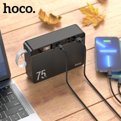 додаткова батарея power bank hoco j94 overlord pd20w+qc3.0 22.5w fully compatible pd20w/qc/lcd 75000 mah (чорний) 