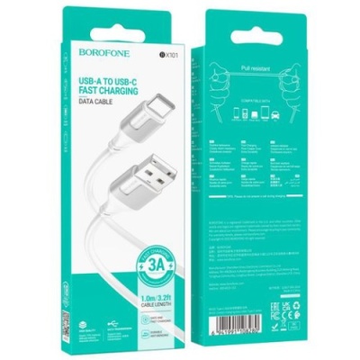 кабель borofone bx101 creator usb - type-c 3.0a/1m (бiлий) 