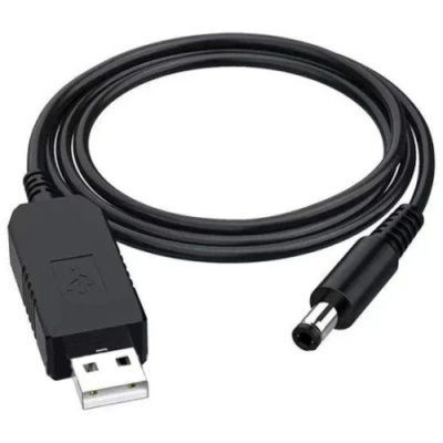 usb кабель із перетворювачем напруги з 5v на 12v (5.5 х 2.1 мм) dc для роутера (чорний) 