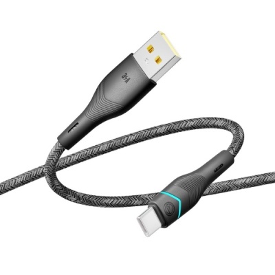 кабель ridea rc-rl15 rgb light usb - type-c 3a 1.2m (чорний) 