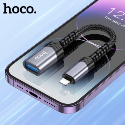 перехідник hoco ua24 lightning to usb 2.0 (сірий) 