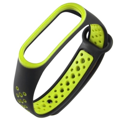 ремінець для xiaomi mi band 3/4 (sport) black/green 