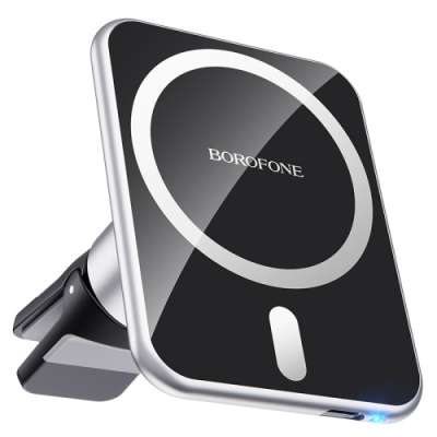 Автотримач Borofone BH43 Xperience Magnetic Wireless Charging (Чорно-Сталевий)