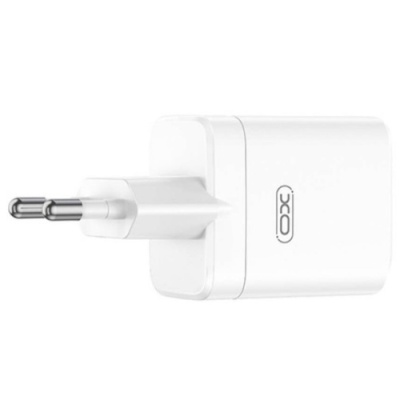 мережевий зарядний пристрій xo ce36 gan 1usb/18w/qc3.0 + 1type-c/45w/pd (бiлий) 