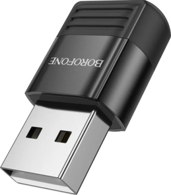 перехідник borofone bv18 usb 2.0 male - type-c female (чорний) 5v-3a max 