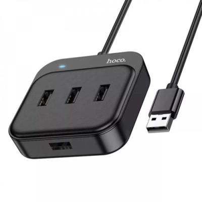 usb hub hoco hb31 easy 4-in-1 converter (usb to usb2.0*4) 1,2m. black 