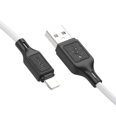 кабель hoco x90 cool silicone usb - lightning 2.4a/1m (білий) 
